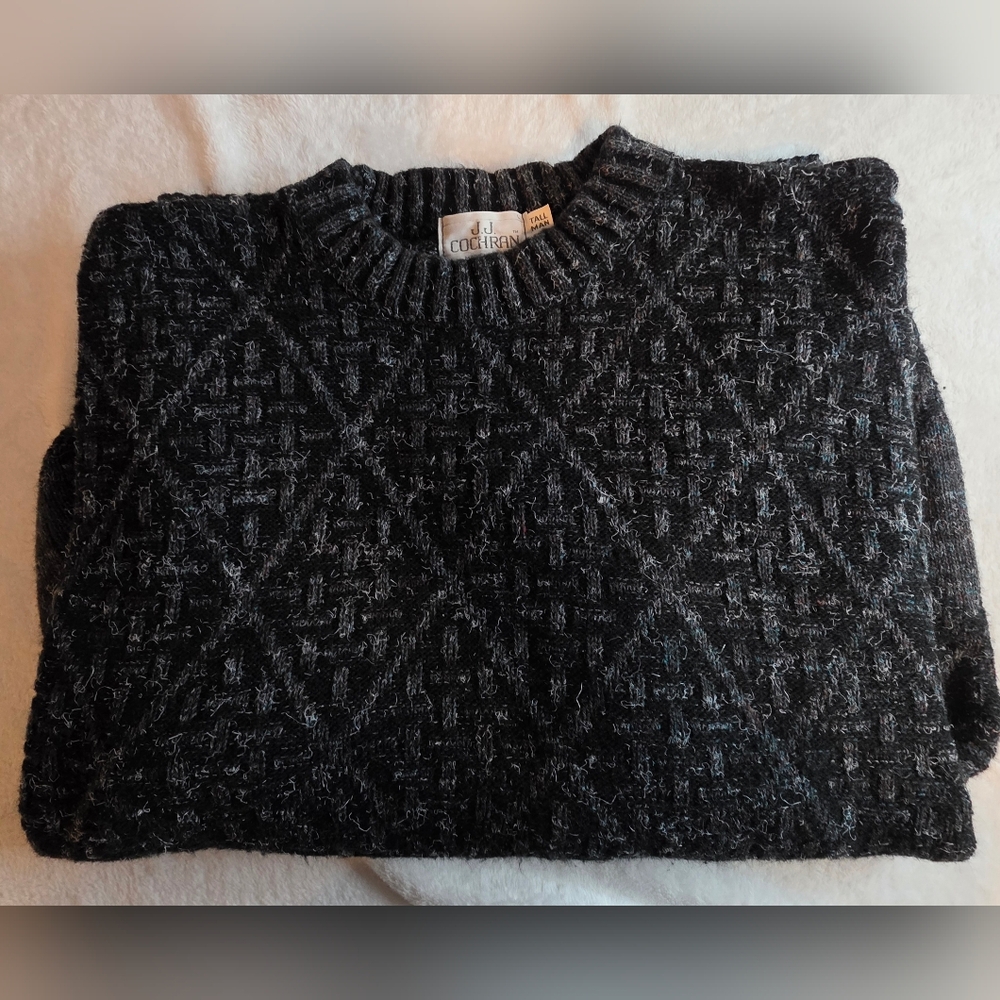 Vintage J.J. Cochran Textured Knit Sweater Mens Large USA Made Tall Man